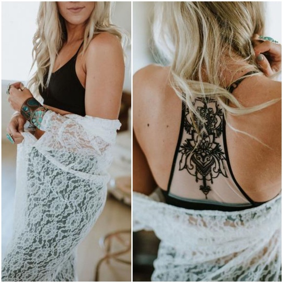 Tattoo Mesh Racerback Bralette - Black - Picture 4 of 6